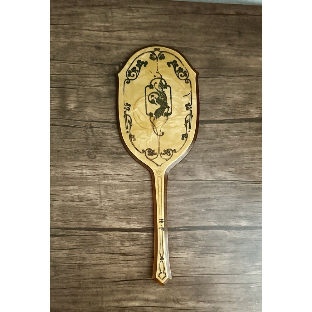 Vintage Art Deco Hand Mirror | Bakelite | Butterscotch Color |
